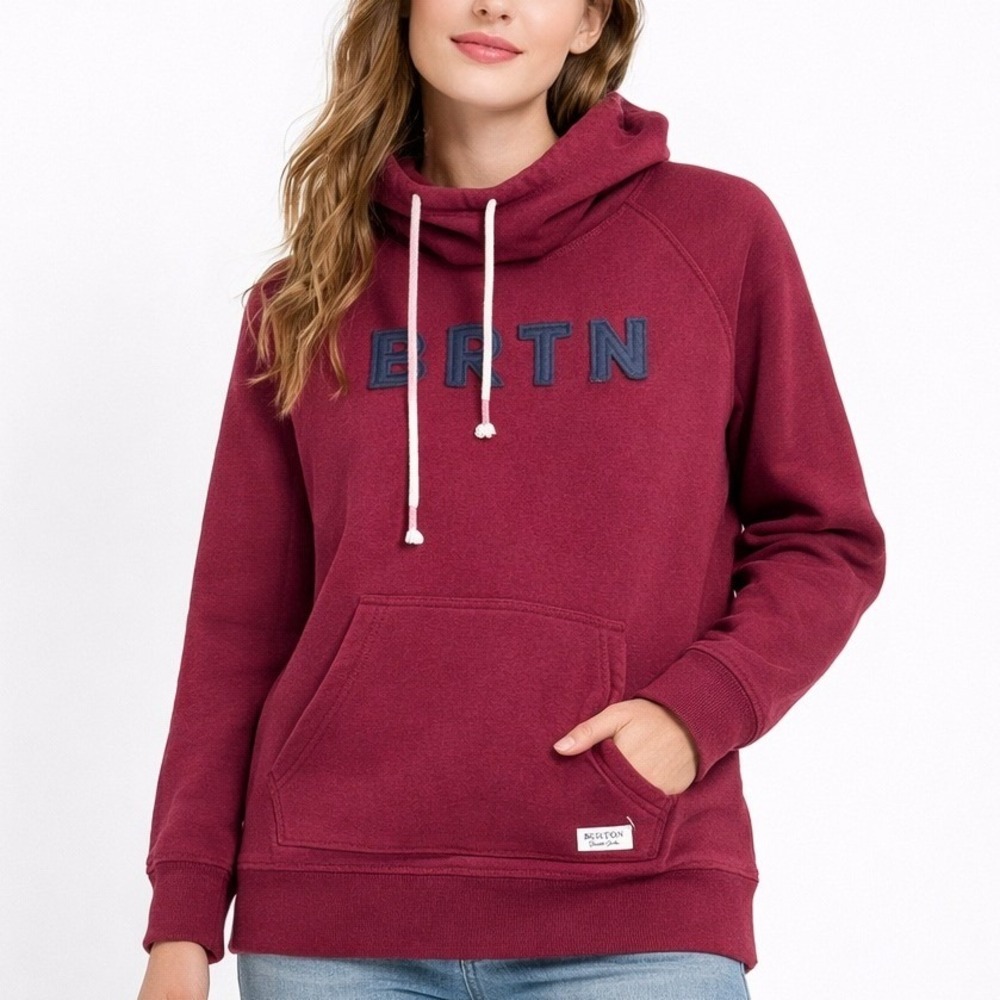 Burton Womens Burgundy Indie Crush Neck Pullover Hoodie Sweatshirt Size Small‎